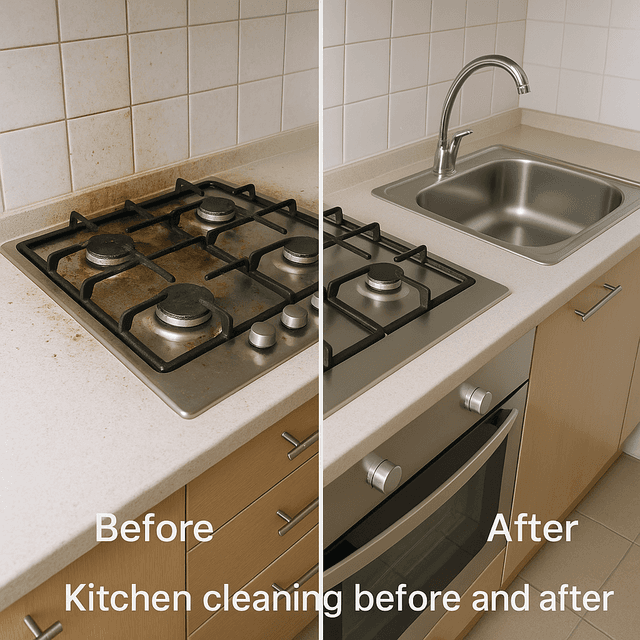 Kitchen cleaning before and after